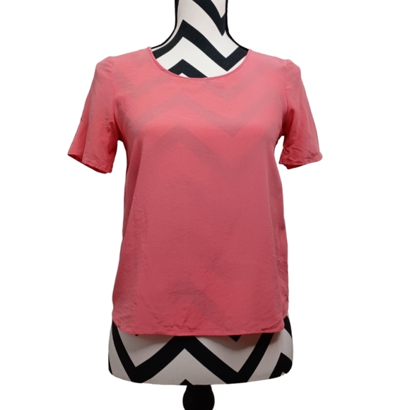 Zoe & Sam 100% Silk Short-Sleeve Blouse - Picture 1 of 14